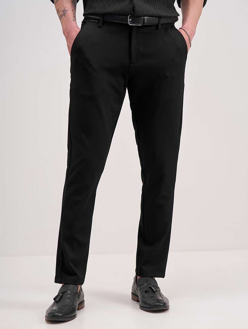 men black viscose chinos casual trouser