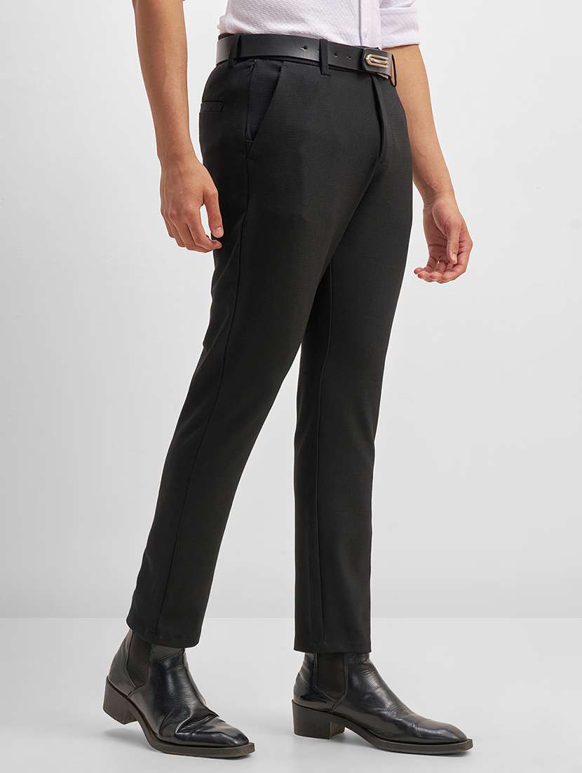 men black polyester chinos casual trouser - 22471325 -  Standard Image - 2