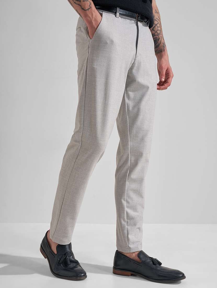 men grey polyester chinos casual trouser - 22471336 -  Standard Image - 2