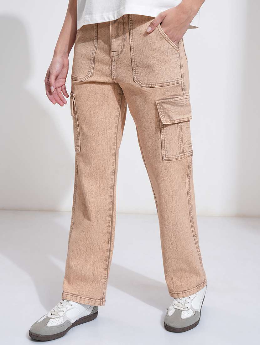 women peach cotton jeans - 22471373 -  Standard Image - 2