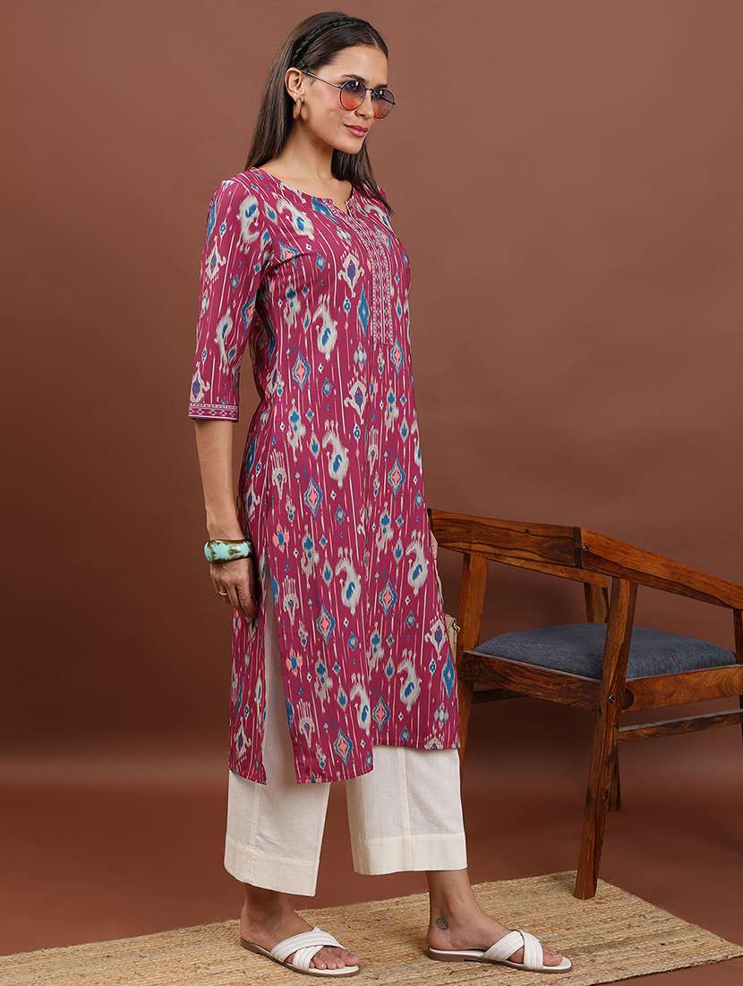 women magenta polyester a-line kurta - 22471401 -  Standard Image - 2