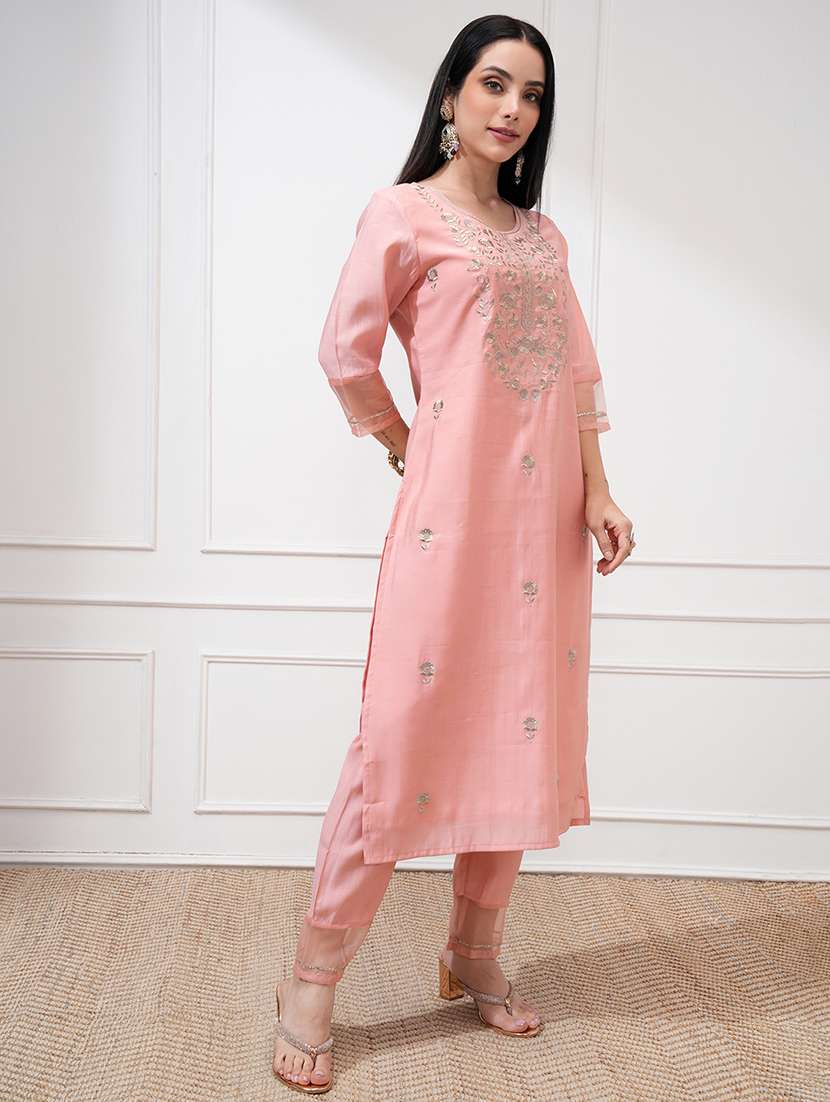 women peach kurta pant set - 22471439 -  Standard Image - 2