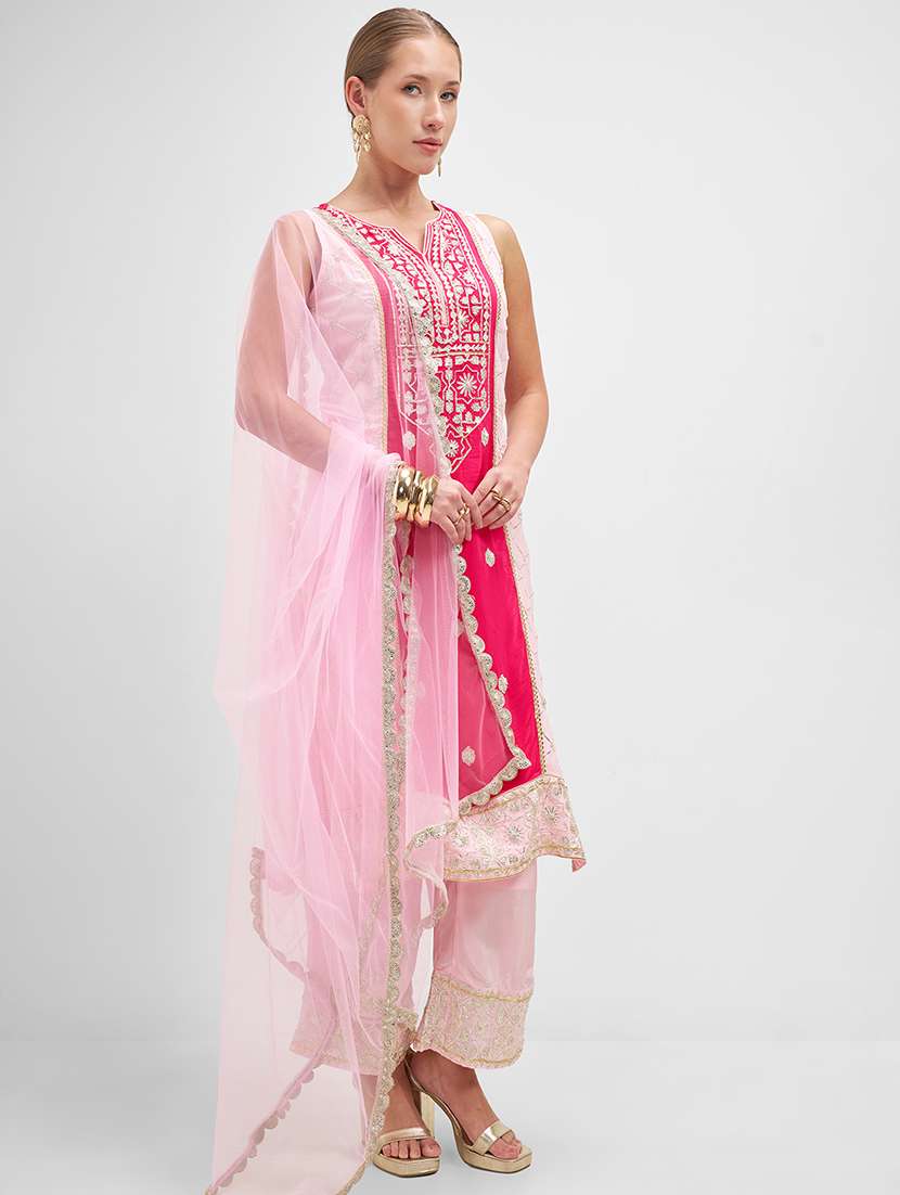 women pink kurta palazzo set set - 22471460 -  Standard Image - 2