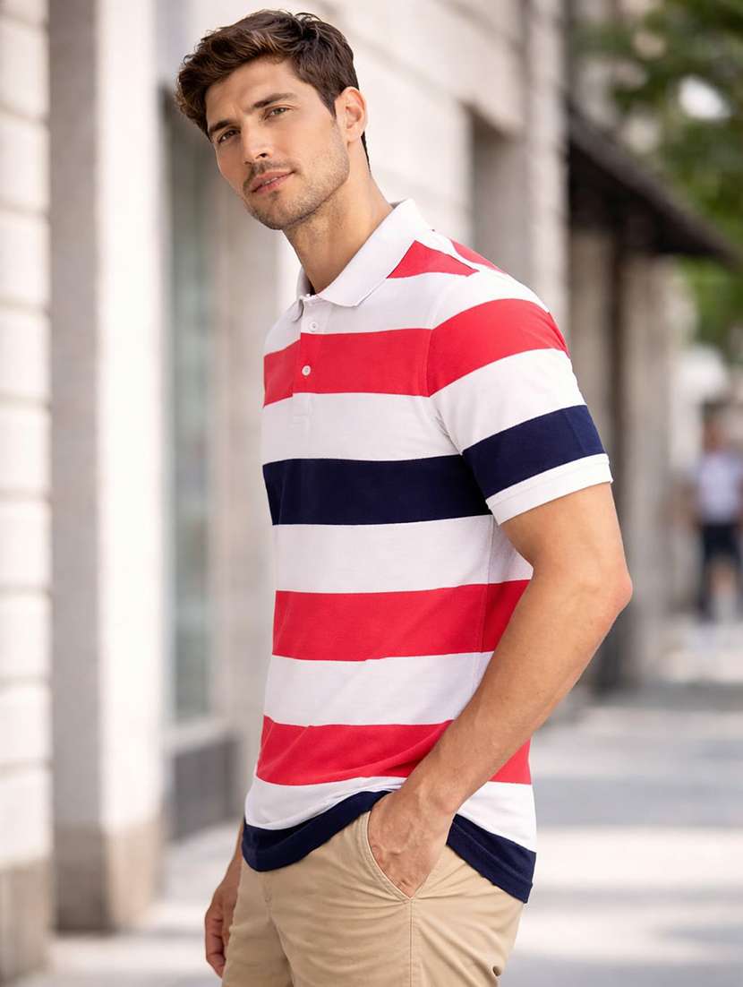 men multi colored cotton blend color block t-shirt - 22471565 -  Standard Image - 2