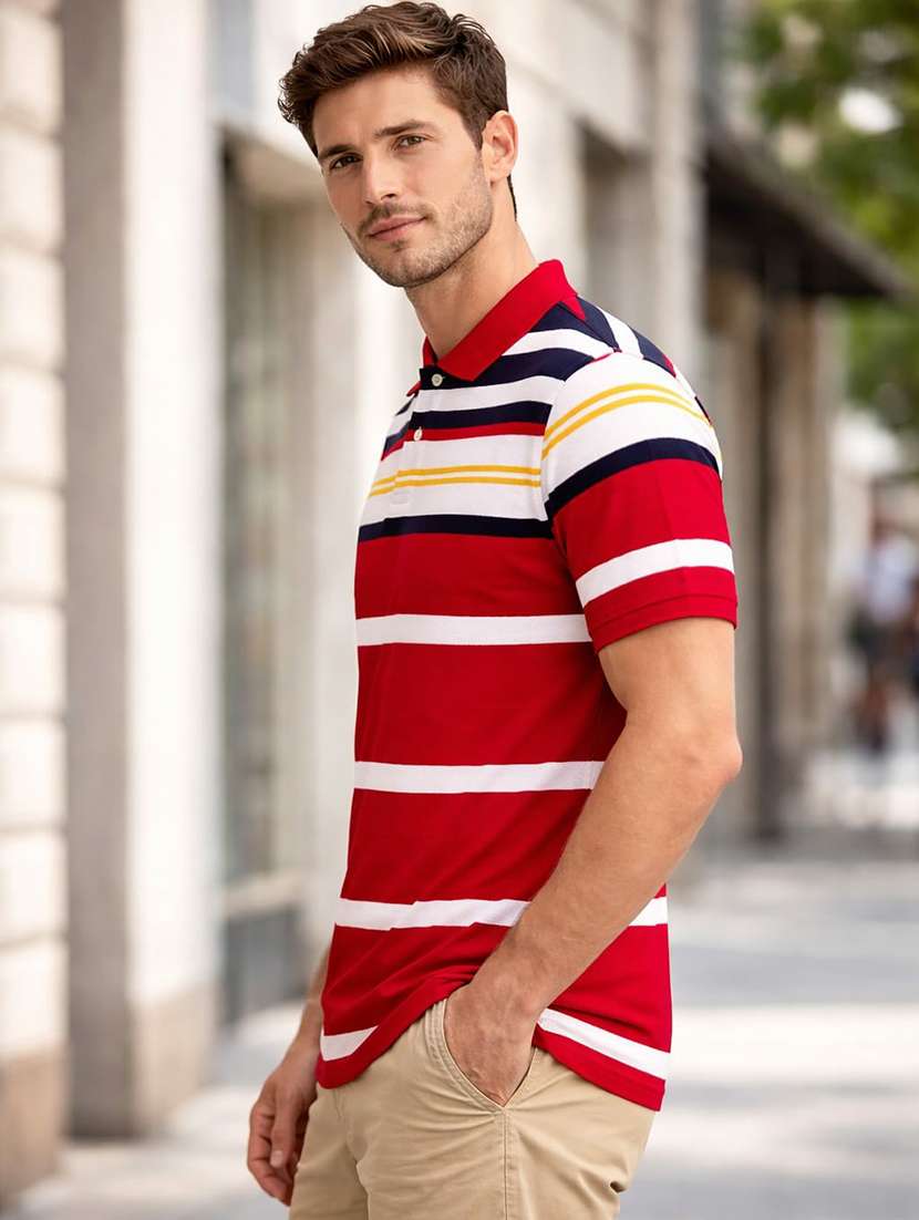 men multi colored cotton blend color block t-shirt - 22471575 -  Standard Image - 2