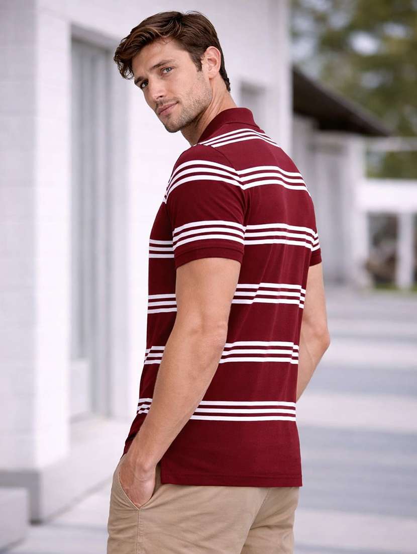 men maroon colored cotton blend color block t-shirt - 22471578 -  Standard Image - 2