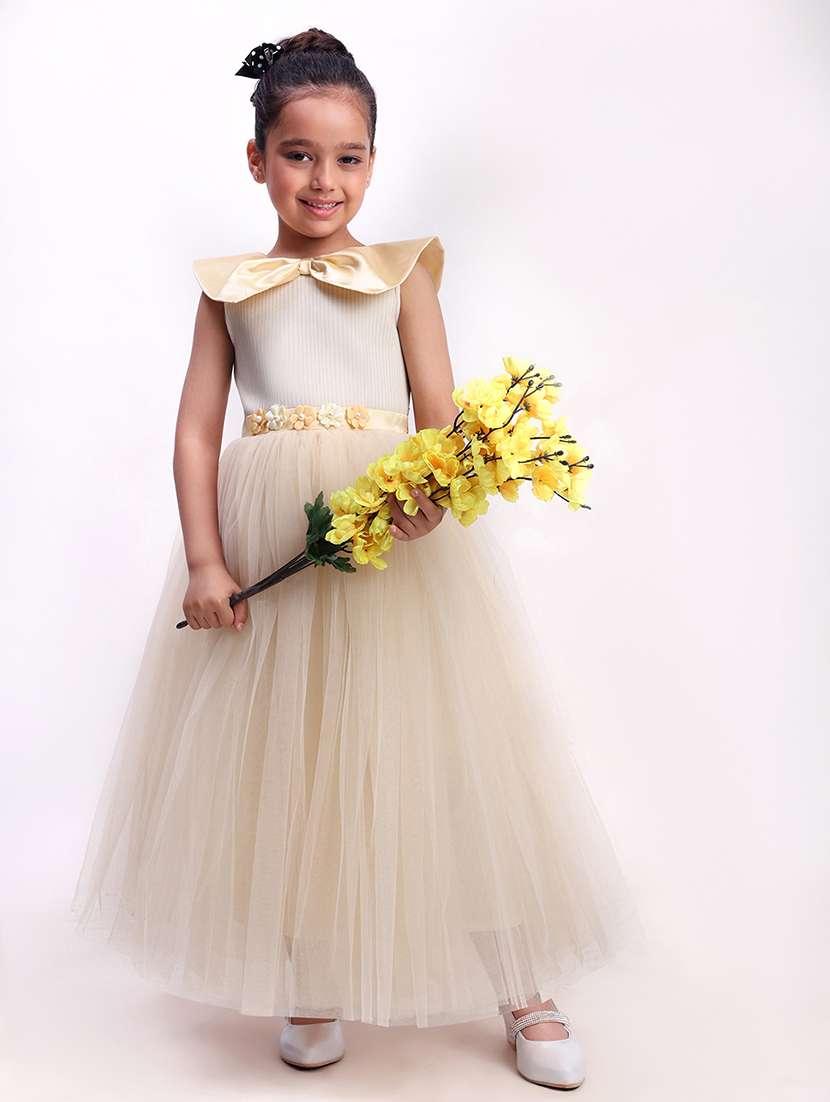 girls gold satin party gown - 22471588 -  Standard Image - 2