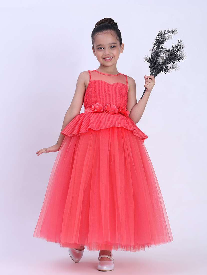 girl red satin party gown - 22471590 -  Standard Image - 2
