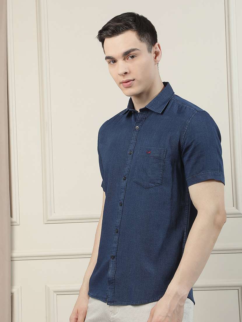 men solid short sleeve slim fit casual shirt - 22471604 -  Standard Image - 2