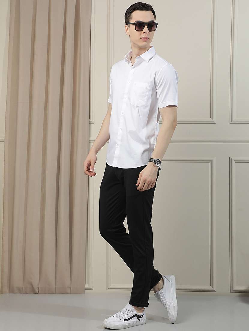 men solid short sleeve slim fit casual shirt - 22471607 -  Standard Image - 7