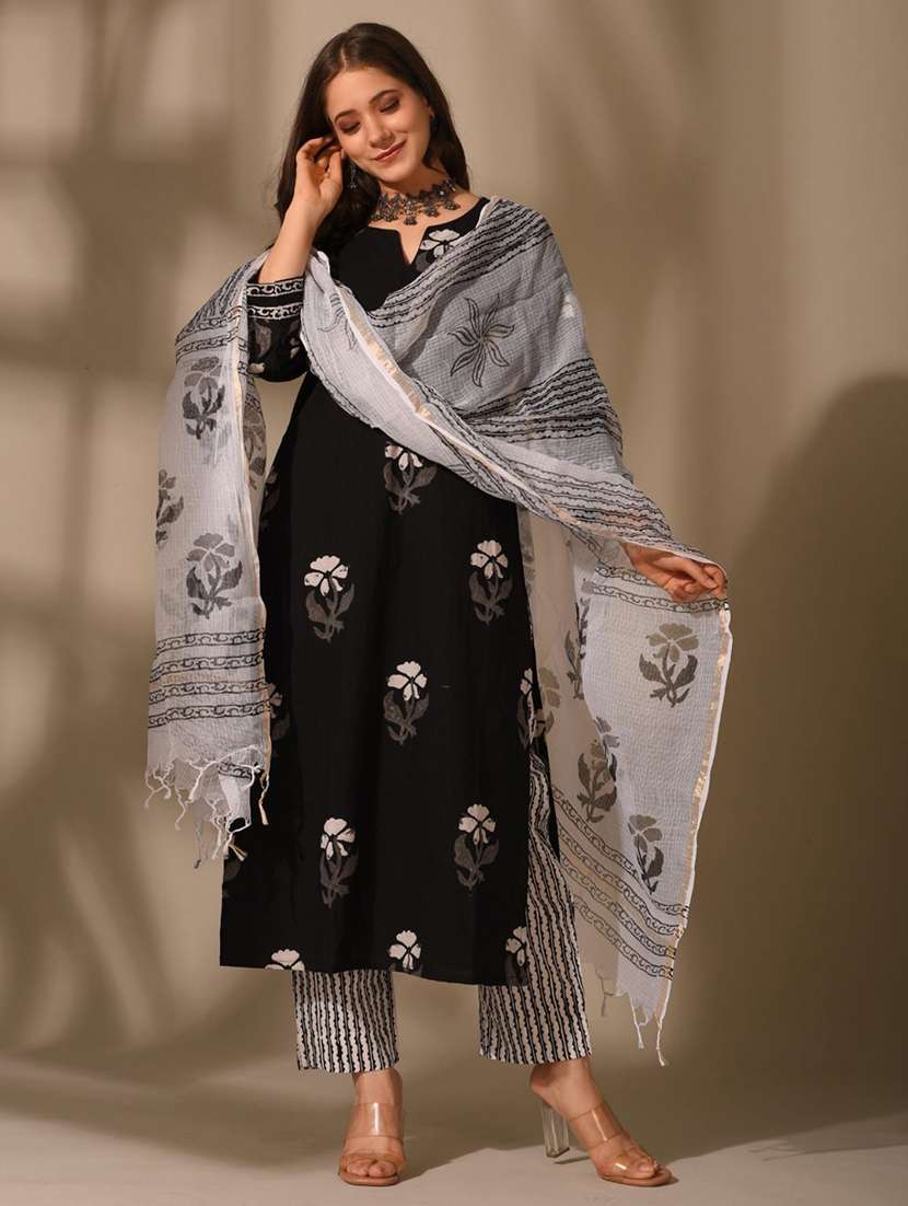 women  printed black suit set - 22471644 -  Standard Image - 2