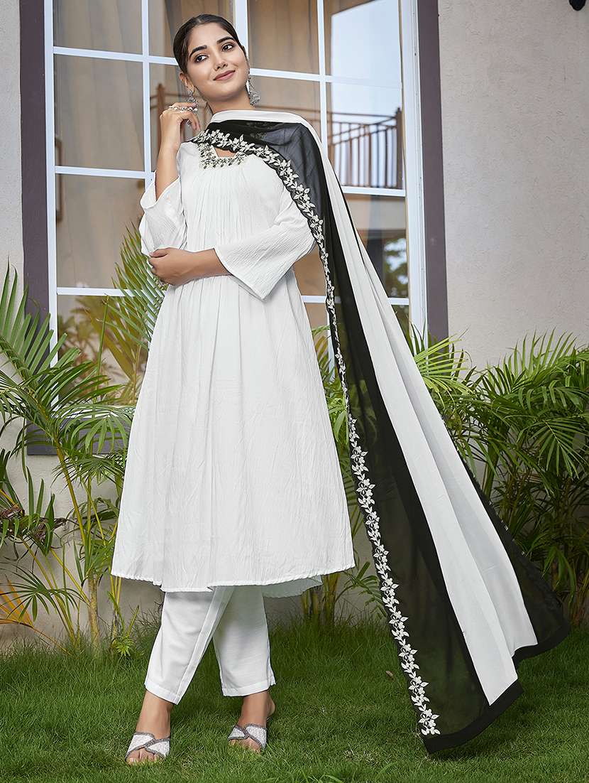 women self design white suit set - 22471657 -  Standard Image - 2