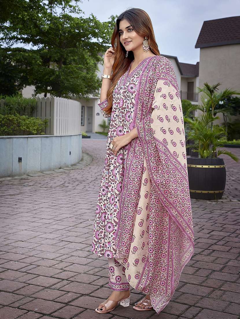 women self design pink suit set - 22471677 -  Standard Image - 2