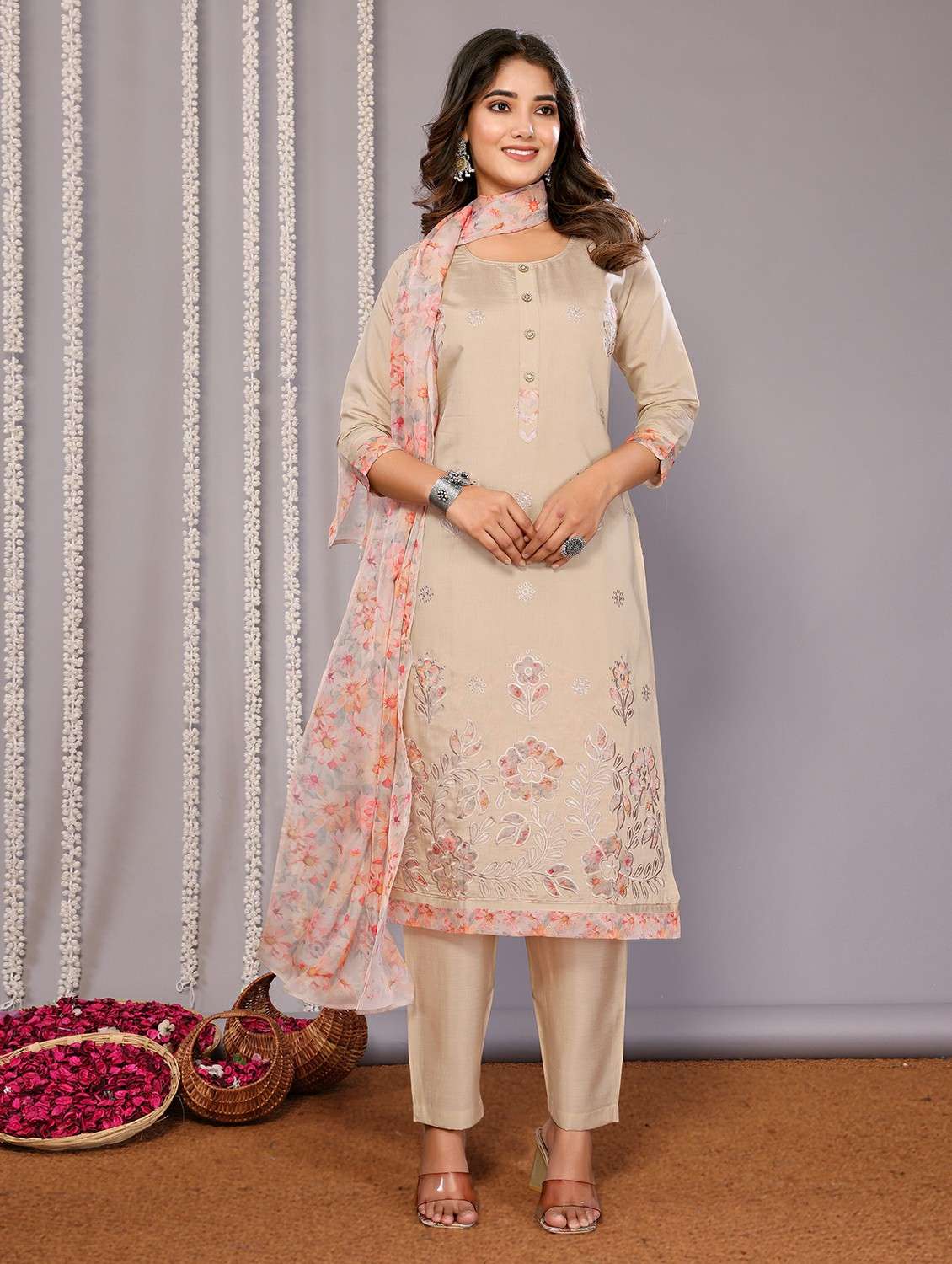 women beige suit set - 22471679 -  Standard Image - 2