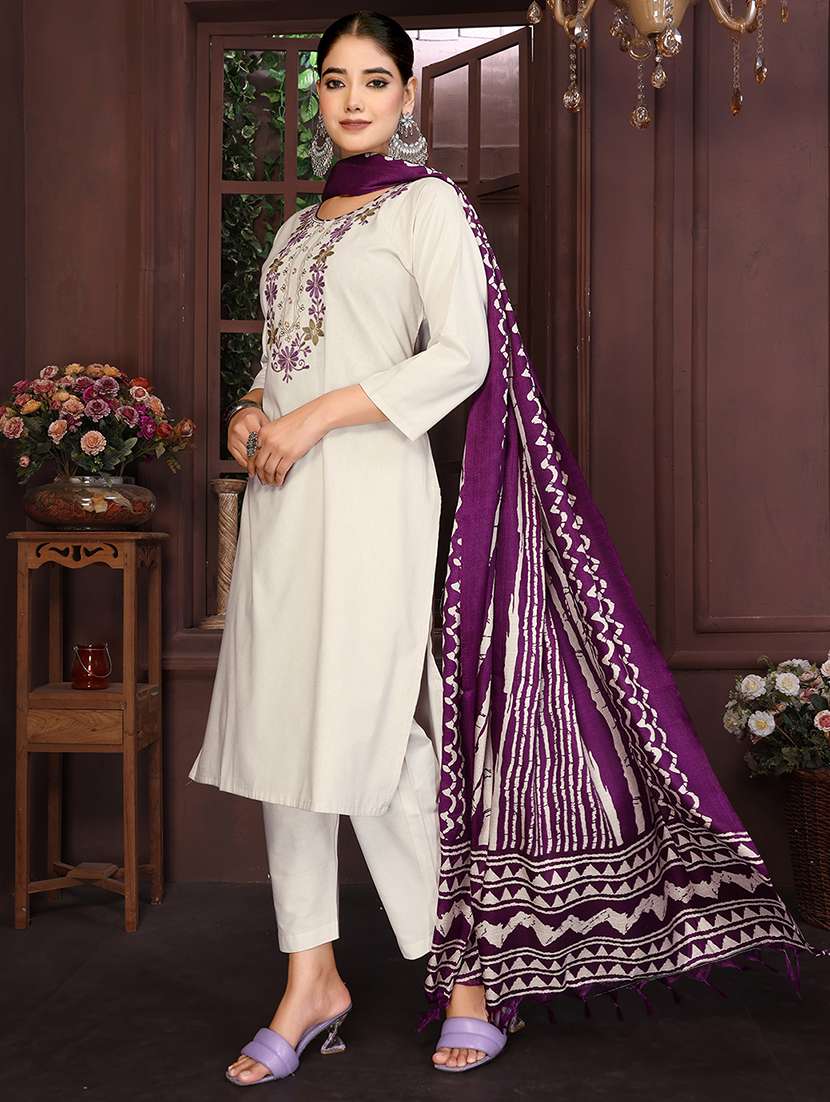 women self design beige suit set - 22471725 -  Standard Image - 2