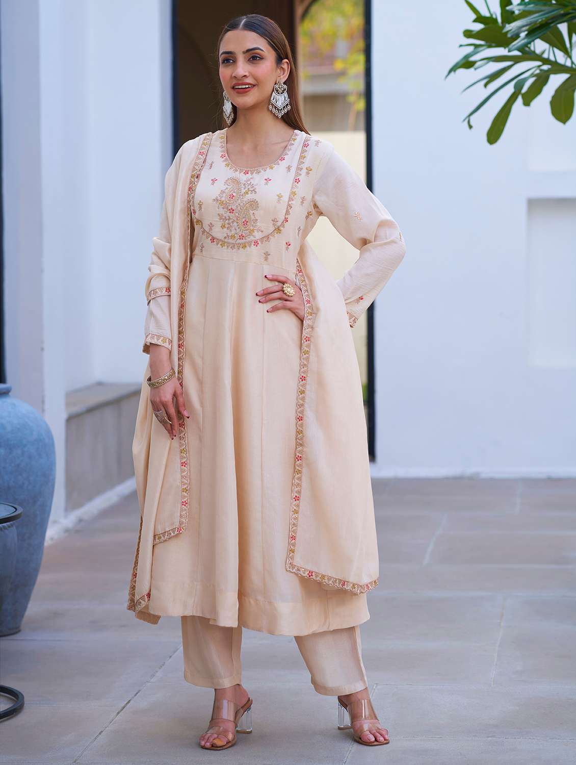 women cream suit set - 22471771 -  Standard Image - 2
