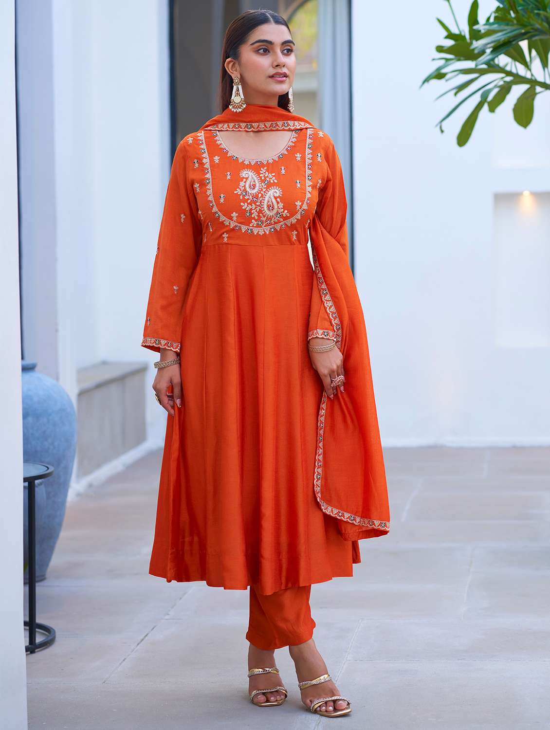women rust suit set