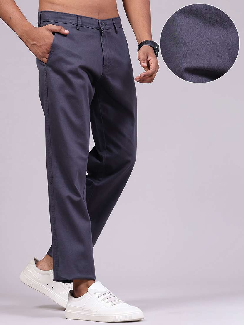 Men Solid Mid Rise Chinos Casual Trouser - 22472027 -  Standard Image - 2