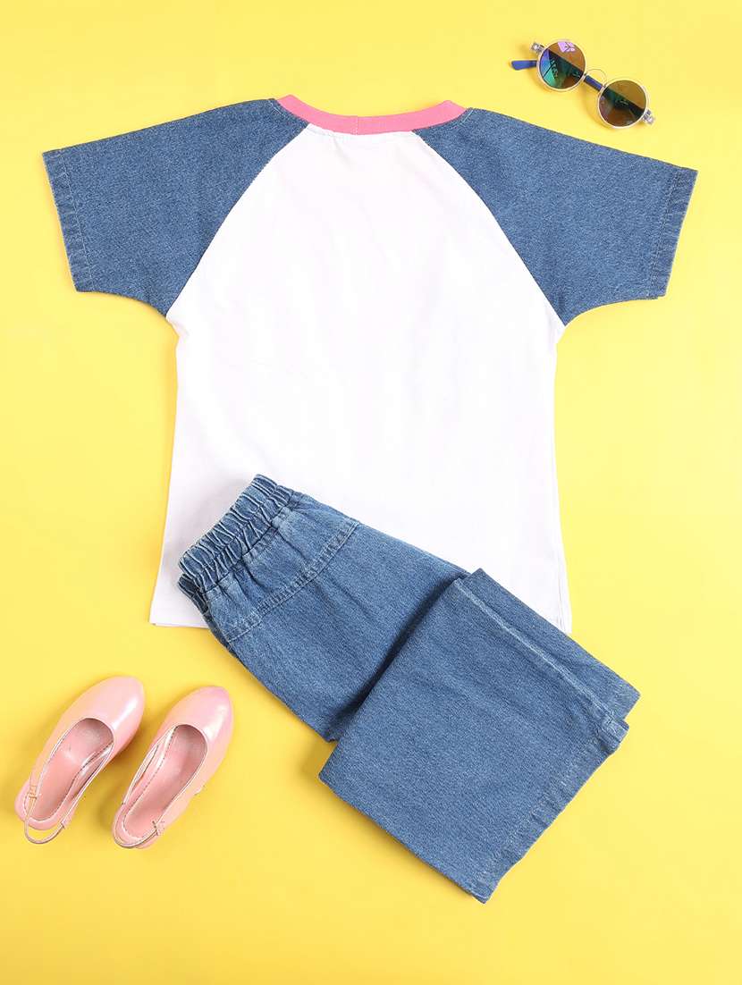 Girls Colourblocked Short Sleeves Full Length Set - 22472066 -  Standard Image - 2