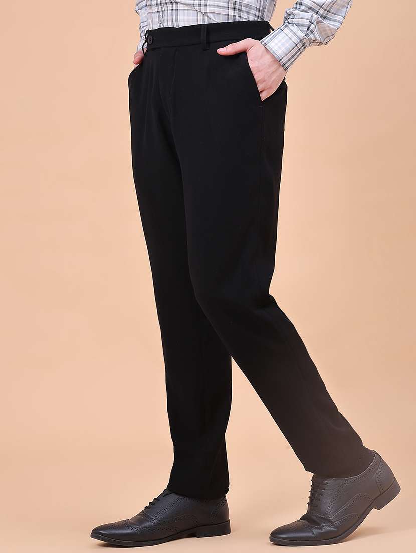 Men Solid Mid Rise Flat Front Formal Trouser - 22472091 -  Standard Image - 2