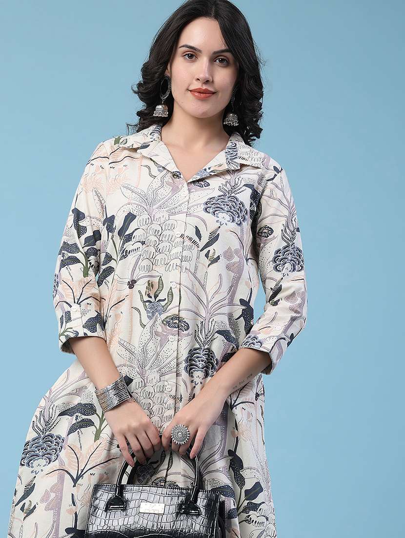 women printed collared ethnic co-ord set - 22472157 -  Standard Image - 2