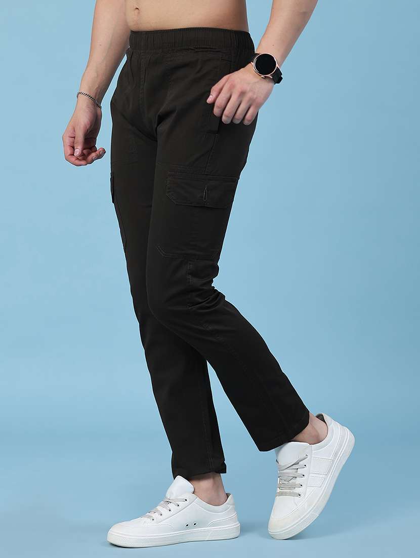 Men Solid Mid Rise Regular Fit Cargo - 22472203 -  Standard Image - 2