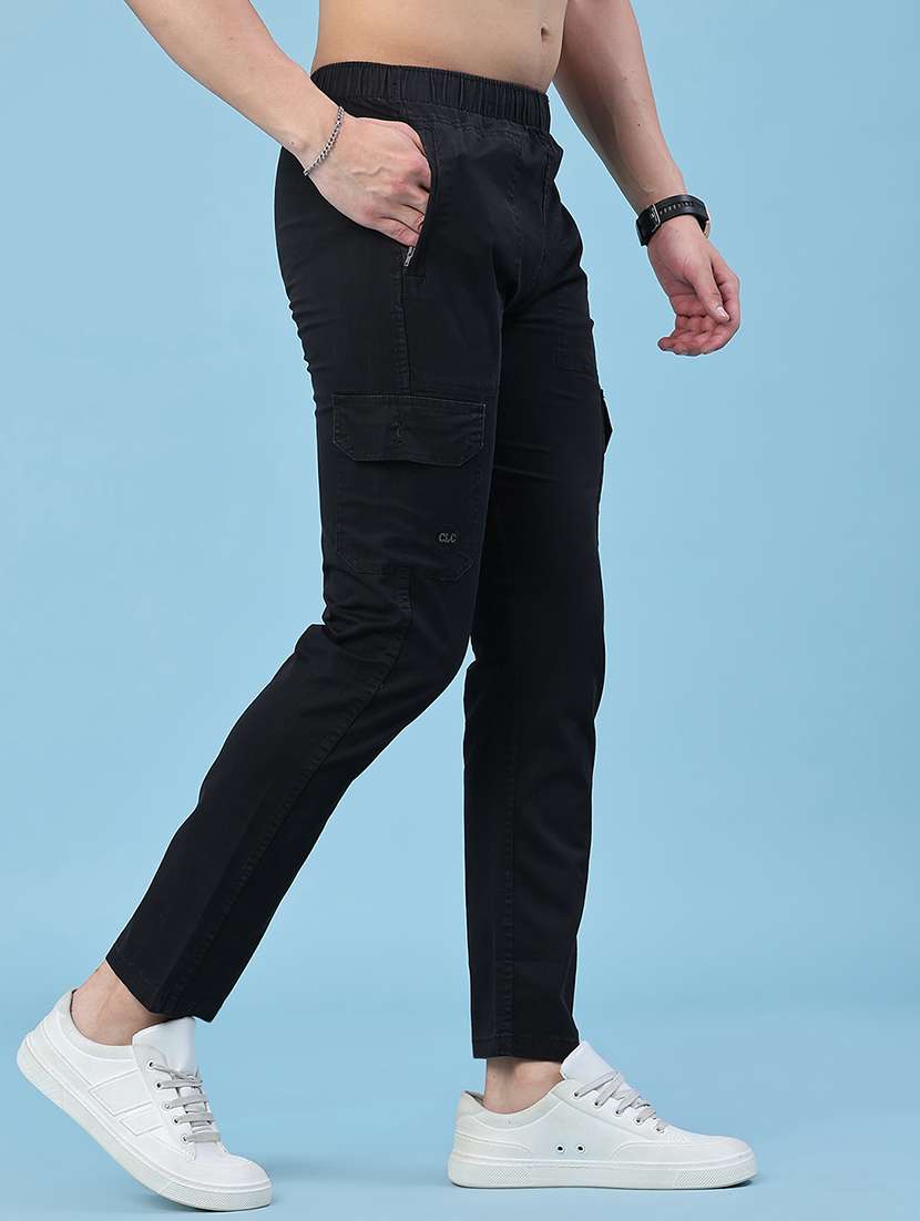Men Solid Mid Rise Regular Fit Cargo - 22472205 -  Standard Image - 2
