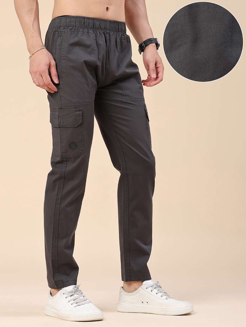 Men Solid Mid Rise Regular Fit Cargo - 22472206 -  Standard Image - 2