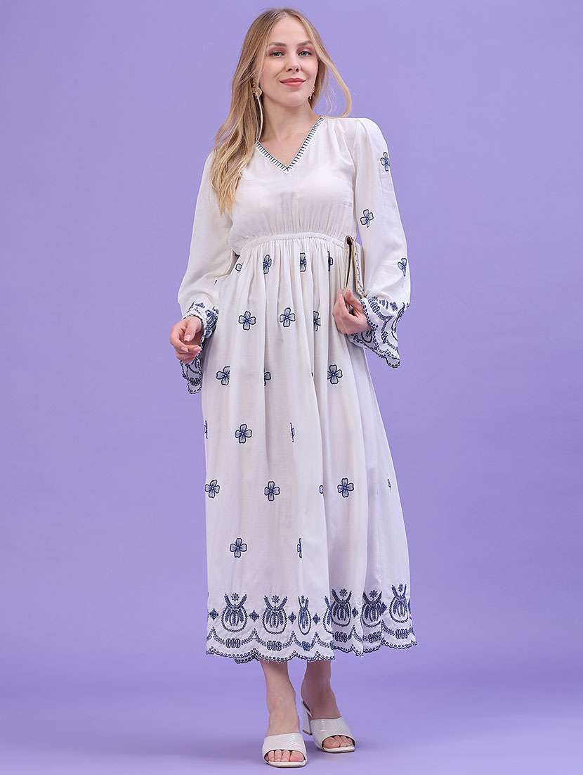 Women Embroidered Long Sleeves Fit And Flare Dress - 22472348 -  Standard Image - 2