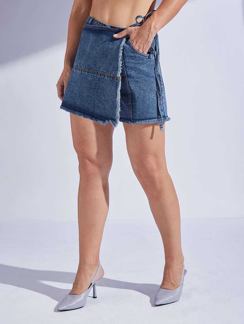 women blue denim denim shorts short - 22472431 -  Standard Image - 2
