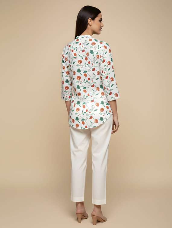 women floral three quarter sleeve a-line kurti - 22472548 -  Standard Image - 2