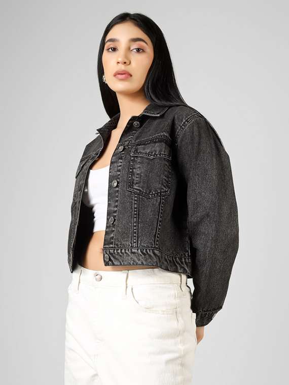 women charcoal denim denim jacket - 22472606 -  Standard Image - 2