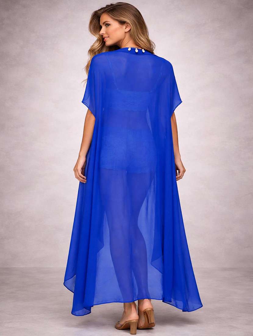 women  blue solid  georgette coverup - 22472650 -  Standard Image - 2