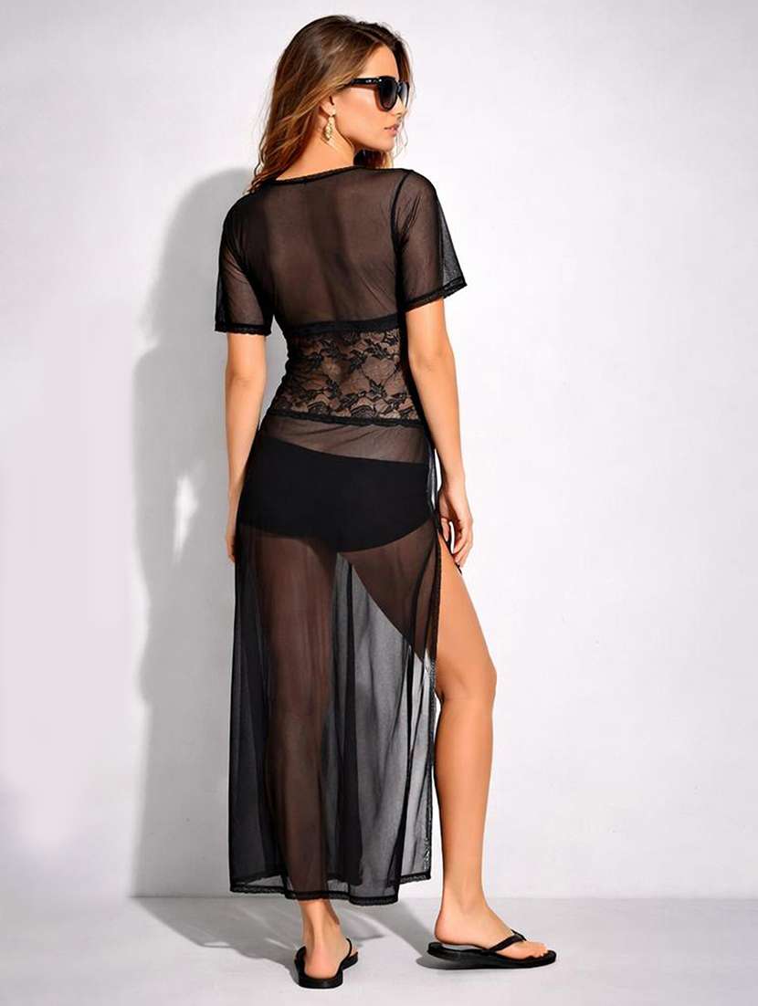 women black solid  net sarong - 22472662 -  Standard Image - 2