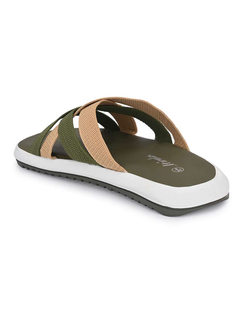 men solid olive slip on slipper - 22472824 -  Standard Image - 2