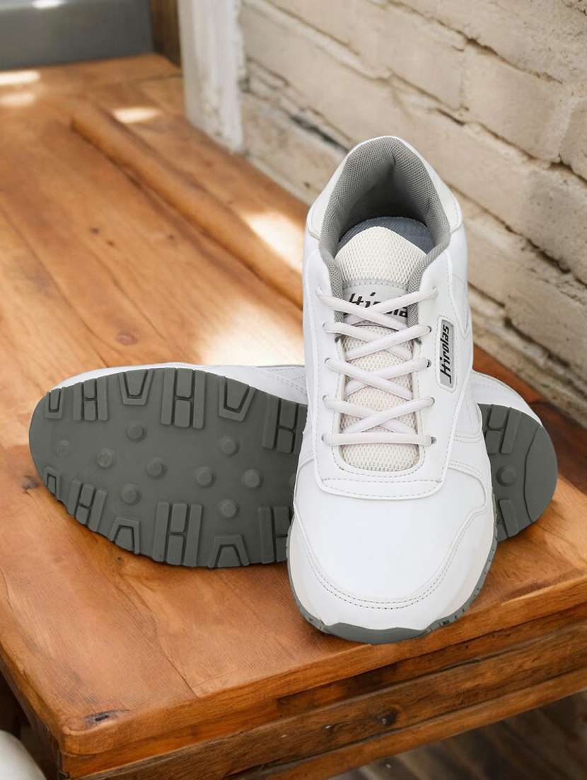 men solid white lace up shoe