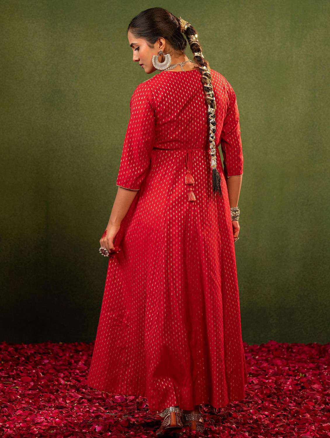 women maroon polyester a-line ethnic dress - 22473099 -  Standard Image - 2