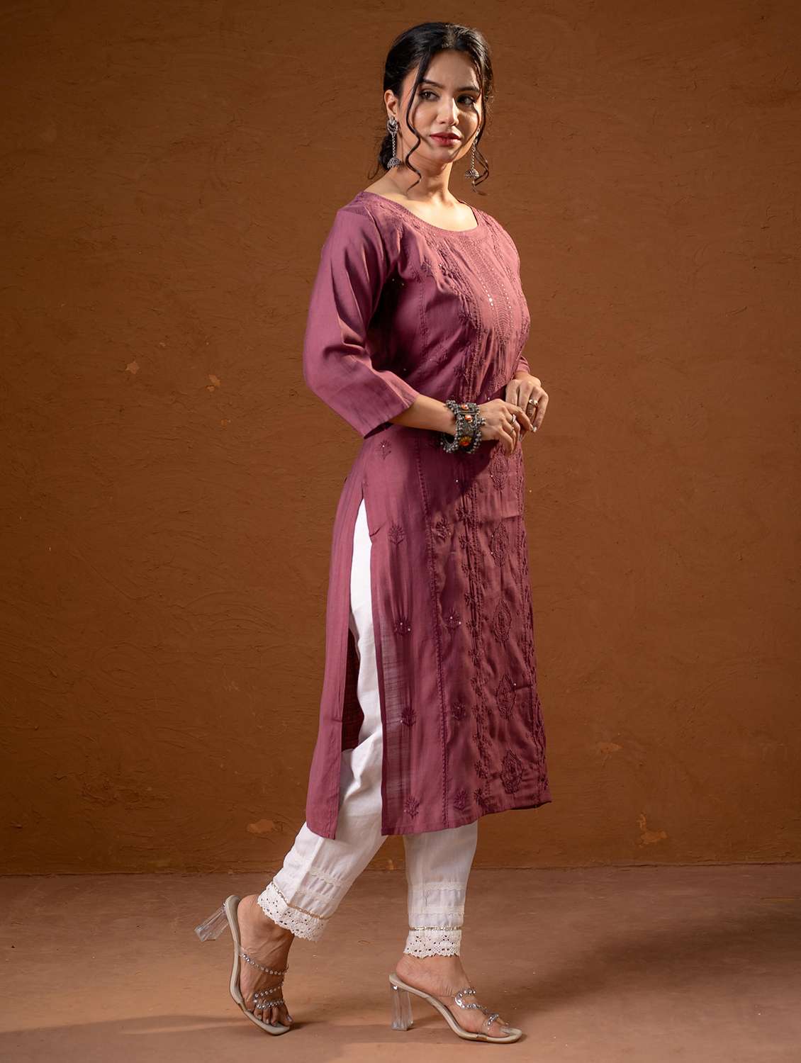 women purple viscose straight kurta - 22473135 -  Standard Image - 2