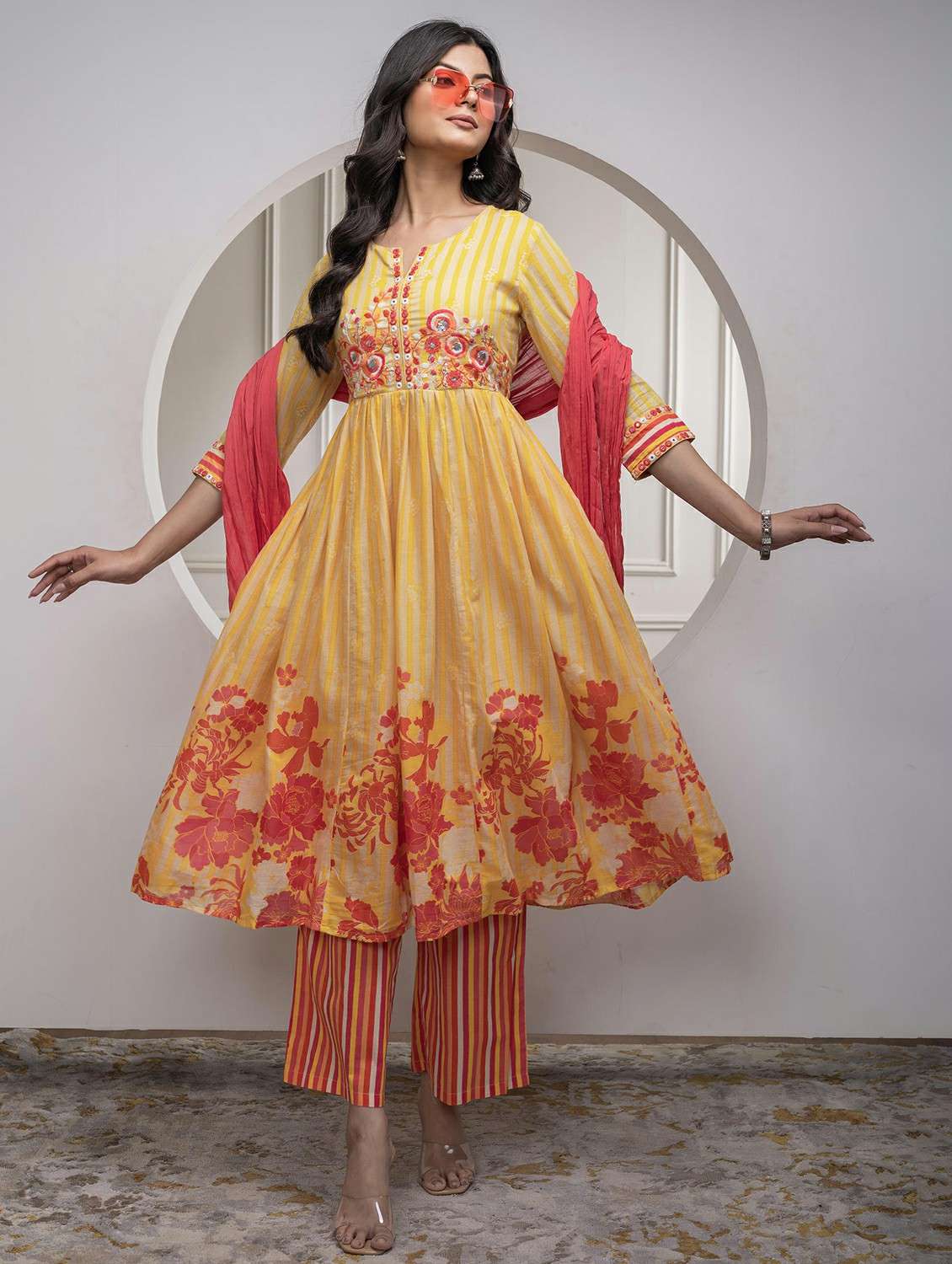 women mustard kurta salwar dupatta set - 22473160 -  Standard Image - 2