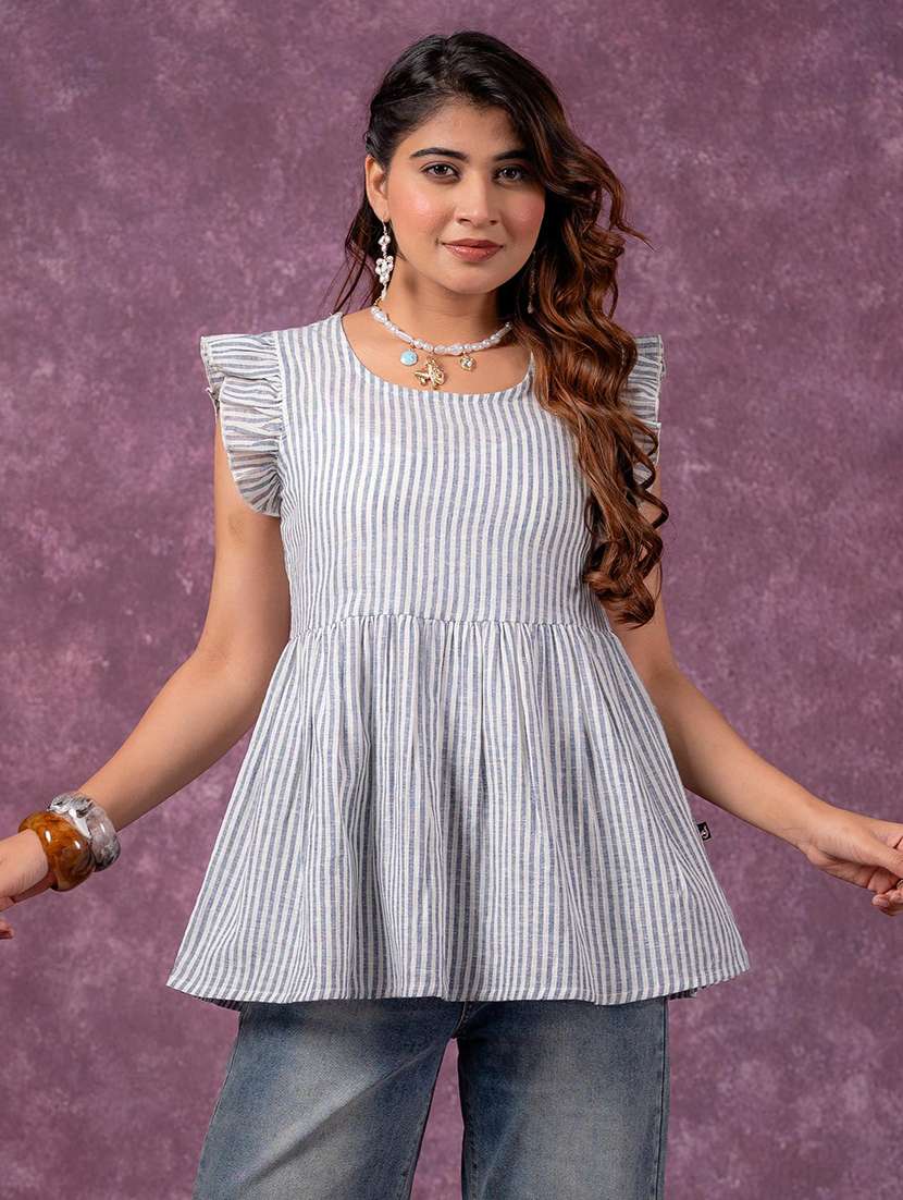 Women Striped Sleeveless A-line Top - 22473193 -  Standard Image - 2