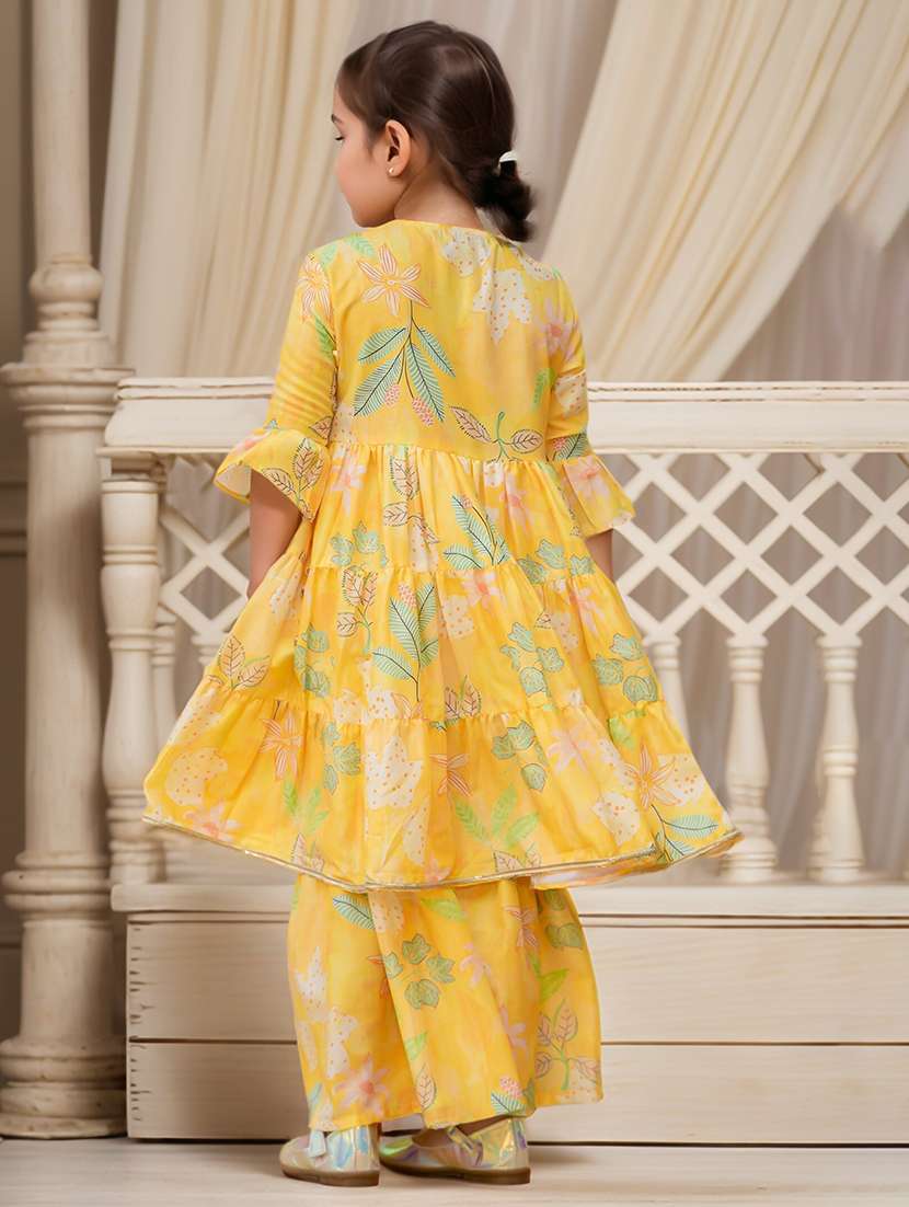 girls floral printed angrakha gotta patti anarkali kurta with sharara & dupatta - 22473204 -  Standard Image - 2