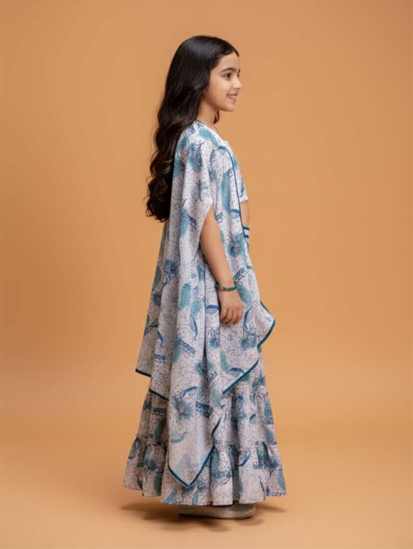 Girl Multi Colored Viscose Skirt Top Set Suit Set - 22473208 -  Standard Image - 2