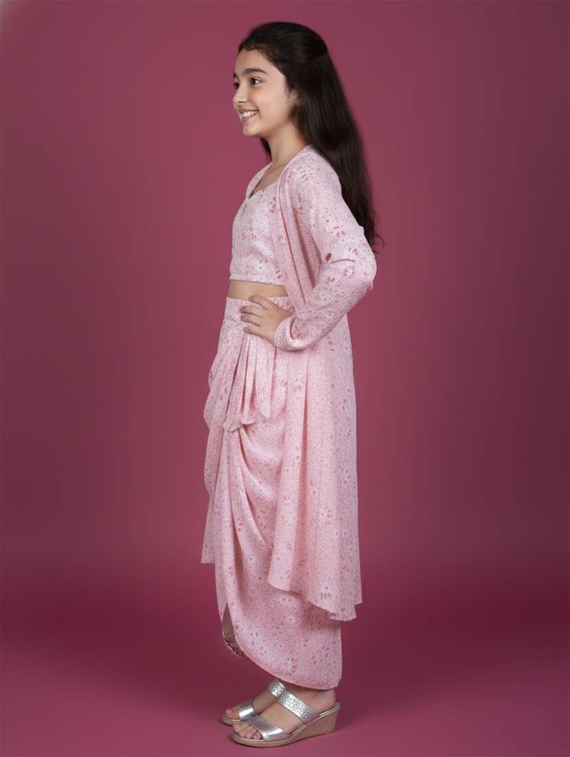 Kids Pink Cotton Skirt Top Set Suit Set - 22473212 -  Standard Image - 2