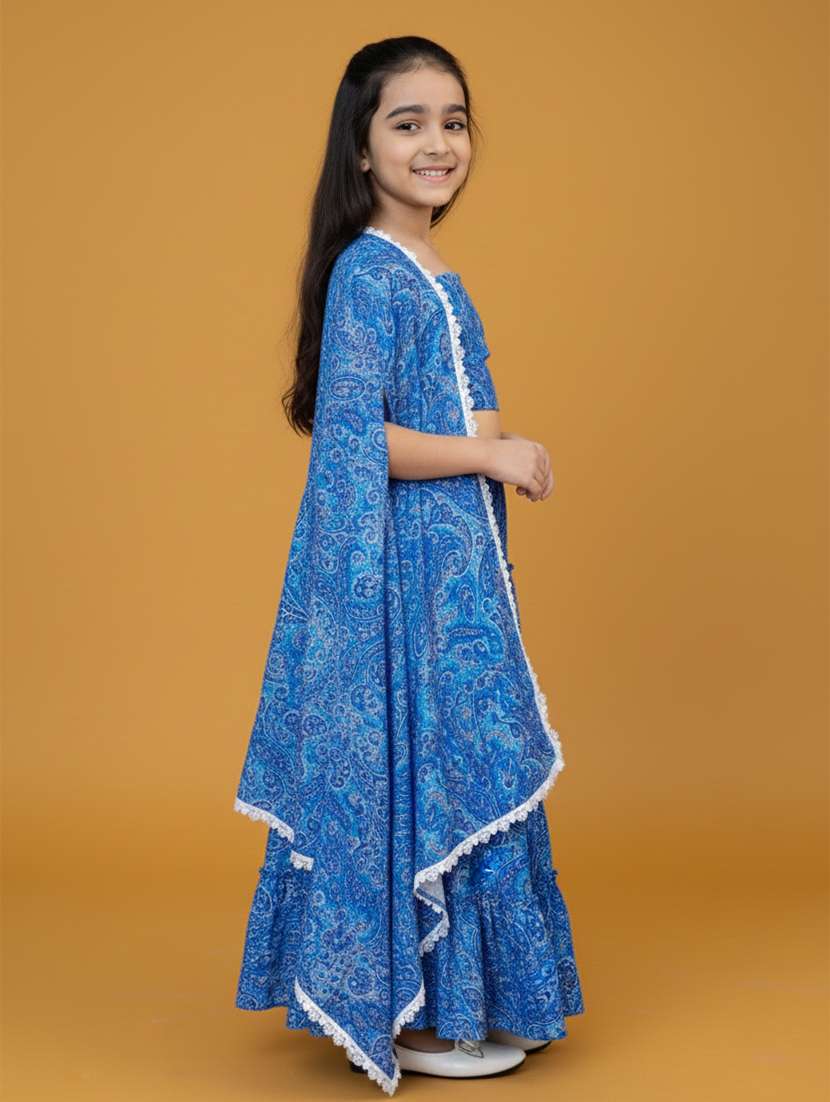 Kids Blue Viscose Skirt Top Set Suit Set - 22473213 -  Standard Image - 2
