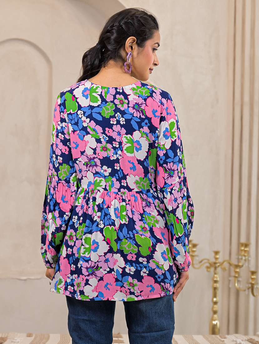 women multi colored viscose flared top - 22473241 -  Standard Image - 2