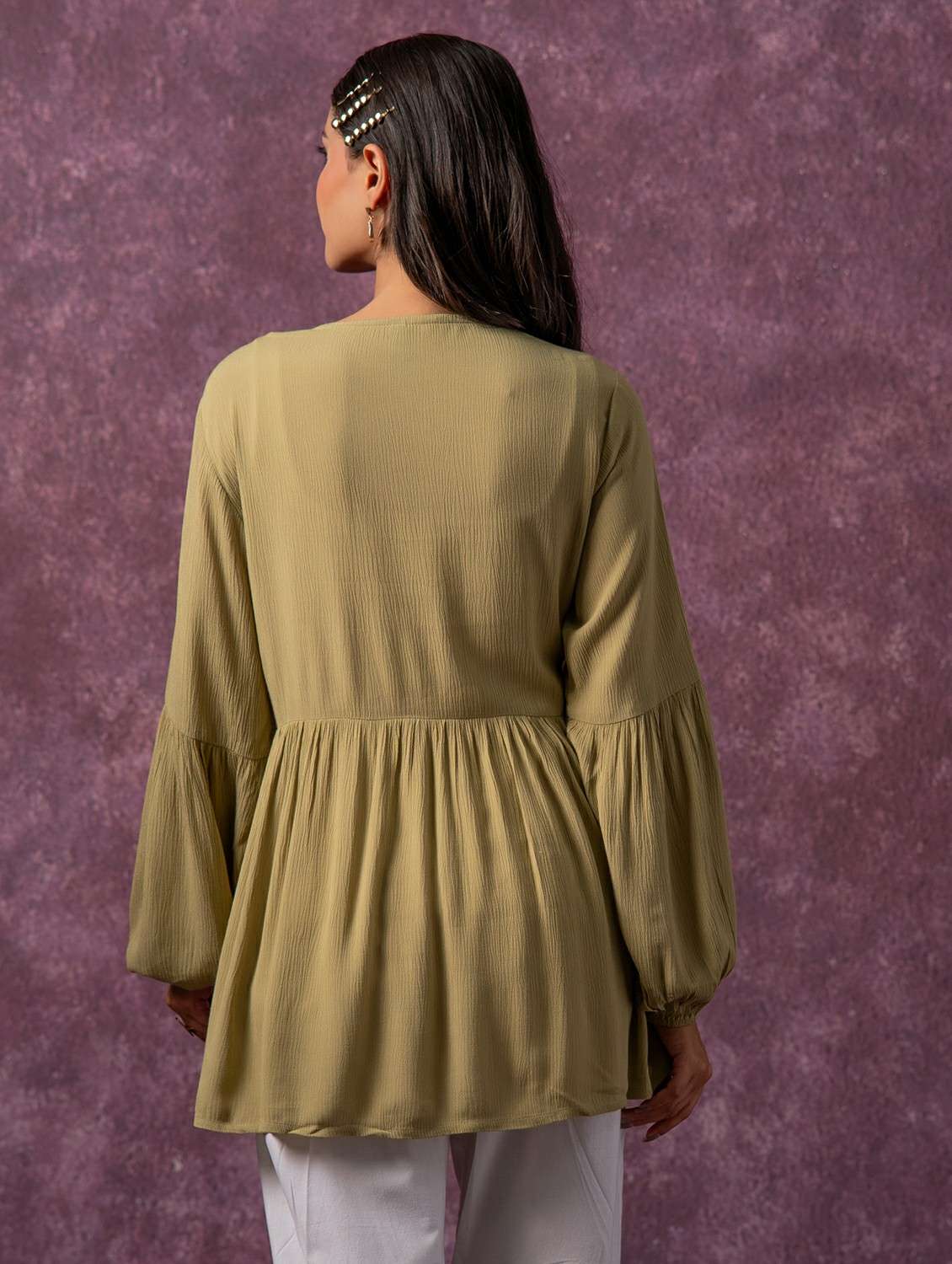 women green viscose flared top - 22473244 -  Standard Image - 2