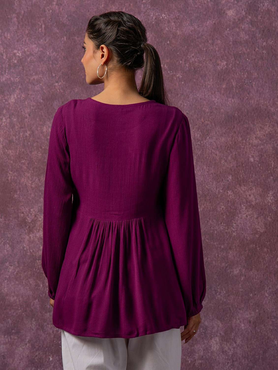 women purple viscose flared top - 22473246 -  Standard Image - 2