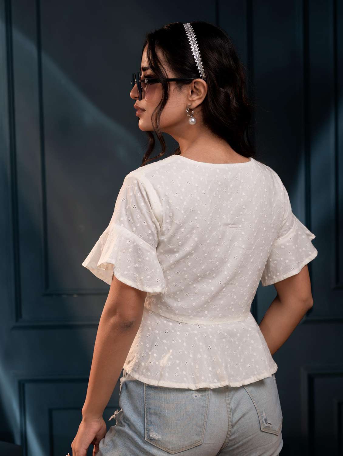 women off white cotton straight top - 22473256 -  Standard Image - 2