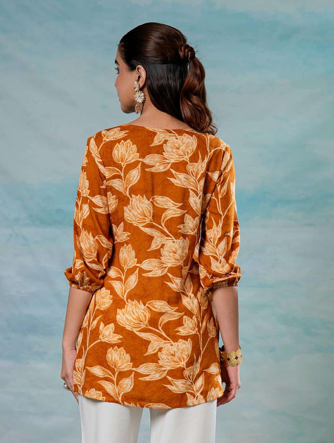 women mustard viscose straight top - 22473263 -  Standard Image - 2