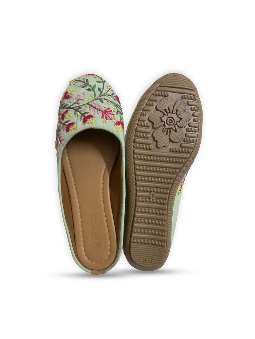 women teal slip on jutis & mojari - 22473268 -  Standard Image - 2